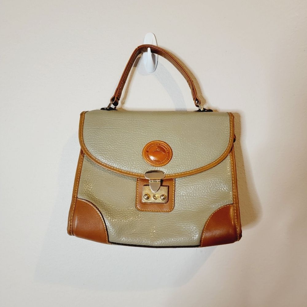 Vintage Dooney Bourke Taupe Duck AWL Leather Shoulder Carrier Bag Purse